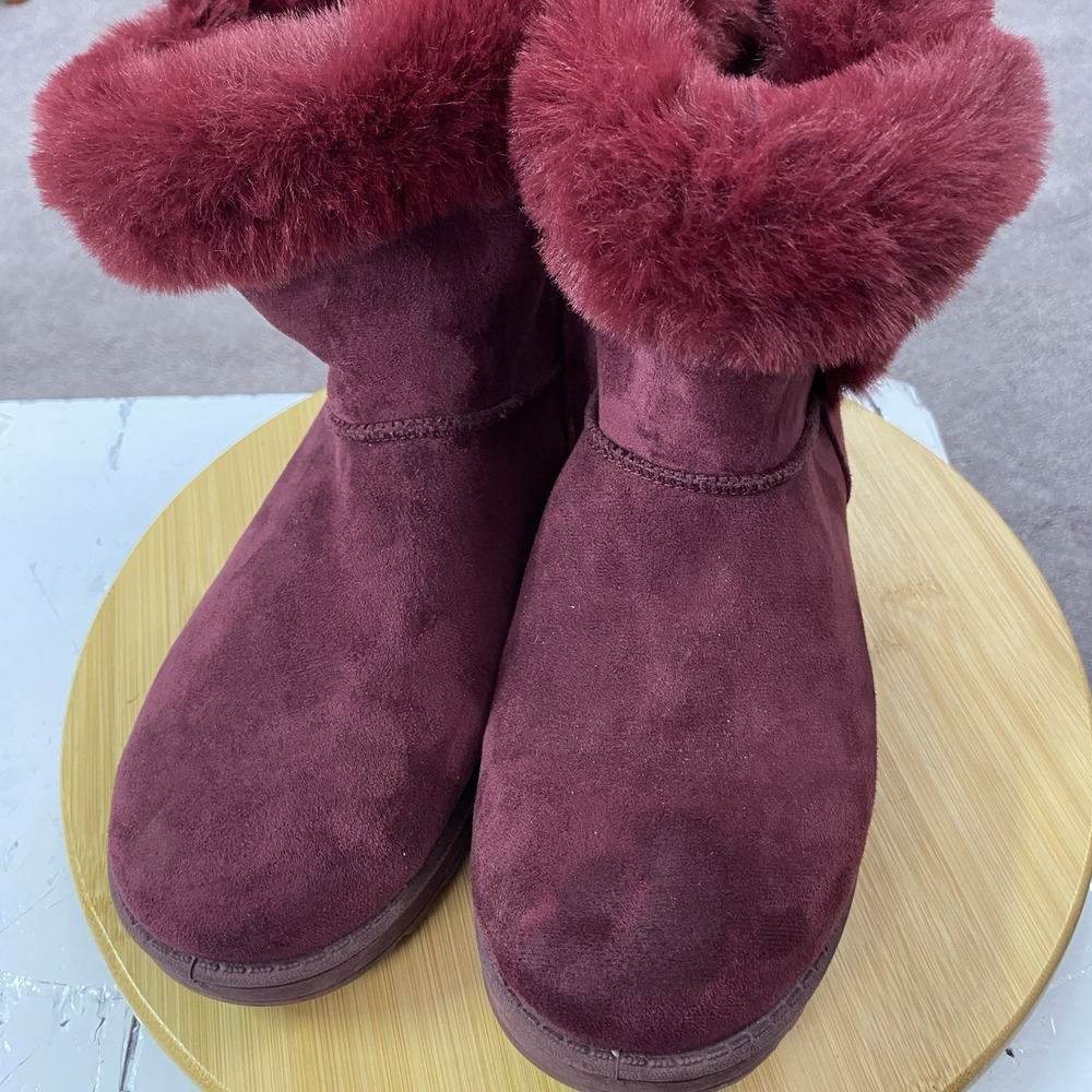New SO Paulina Women's‎ Size 8 Faux Fur Winter Boots - Burgundy Wine